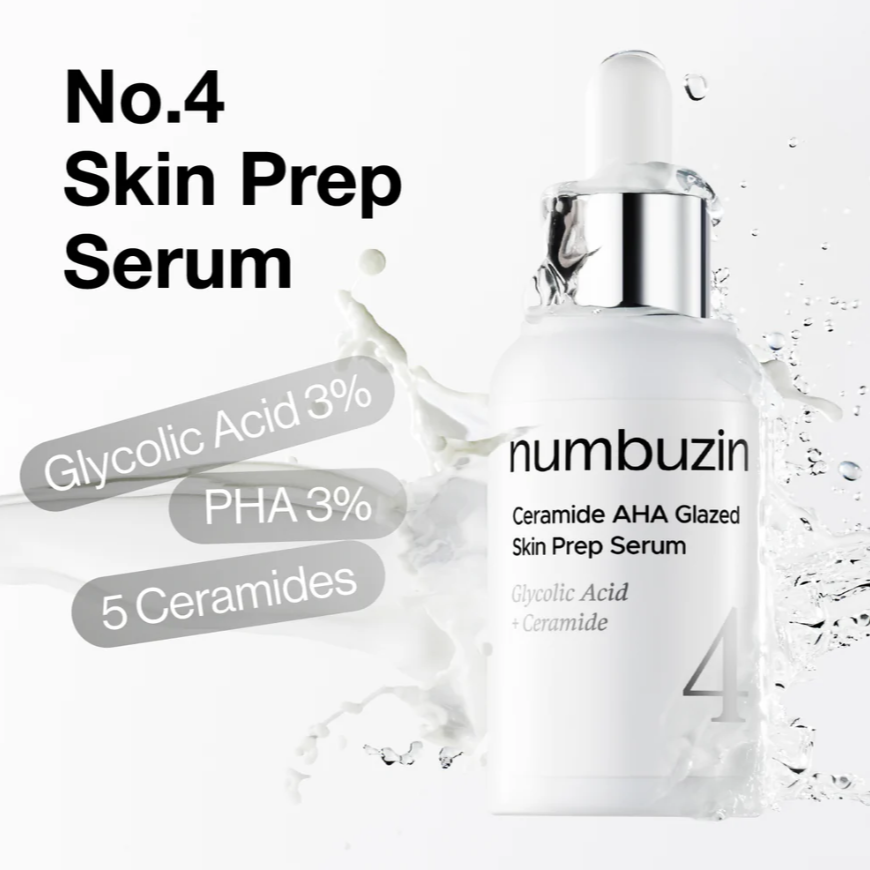 Keramīdu Serums Gludai un Mirdzošai ādai Numbuzin No.4 Ceramide AHA Glazed Skin Prep