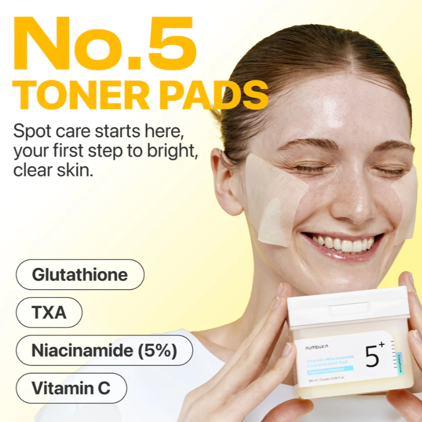 Tonika padi pigmentācijas mazināšanaiNo.5+ Glutathione Vitamin Concentrated Toner Pads