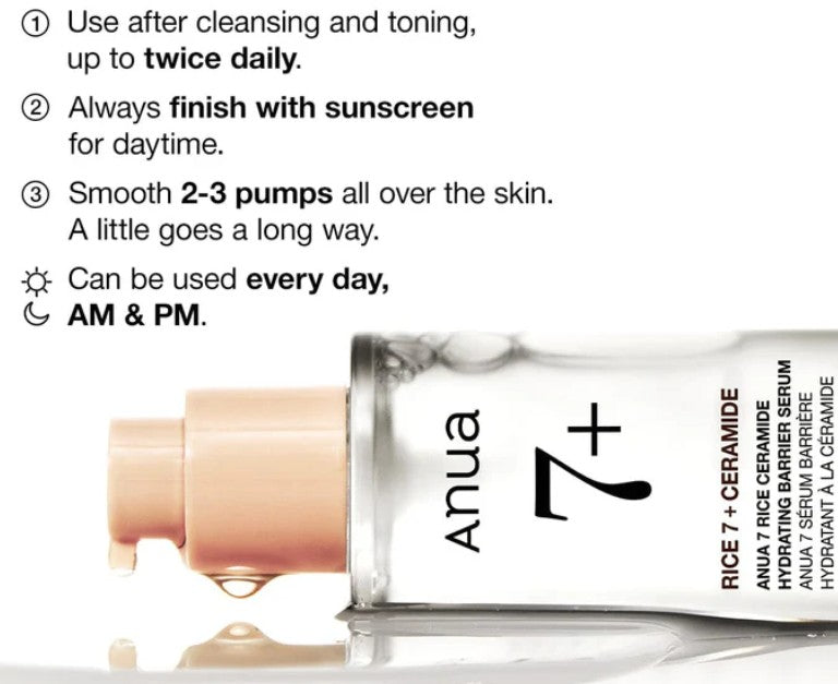 Anua 7 Rice serums intensīvi nomierina un mitrina ādu 50ml